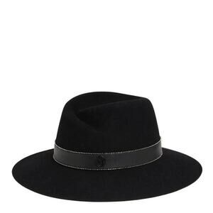 Maison Michel Virginie Leather Effect On Felt Hat in Black S